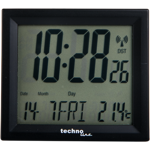 WT 199 - Funkwecker, DCF-77 Funkuhr mit manueller Einstelloption, Kalenderanzeige und Zeitzoneneinstellung