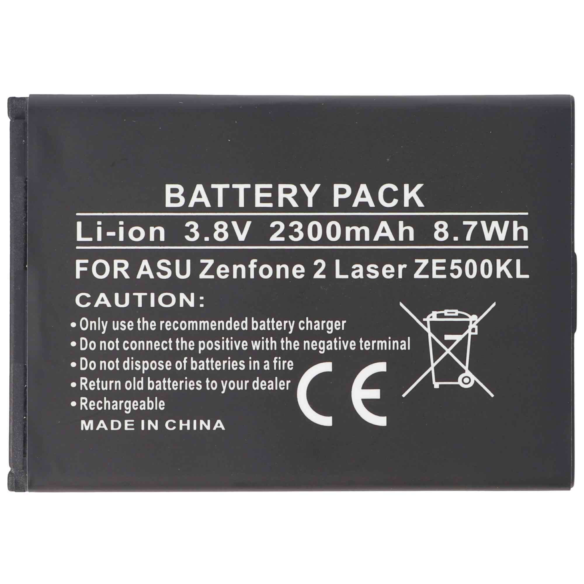 Akku passend für Asus Zenfone 2 Laser ZE500KL, Li-Ion, 3,8V, 2300mAh, 8,7Wh