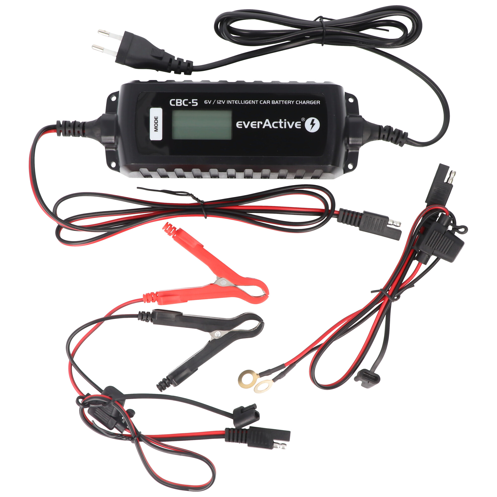 Schnell-Ladegerät mit LCD-Display für 6 Volt und 12 Volt für Auto-, Motorrad-, Bleisäure-, PB, Gel, AGM Akku