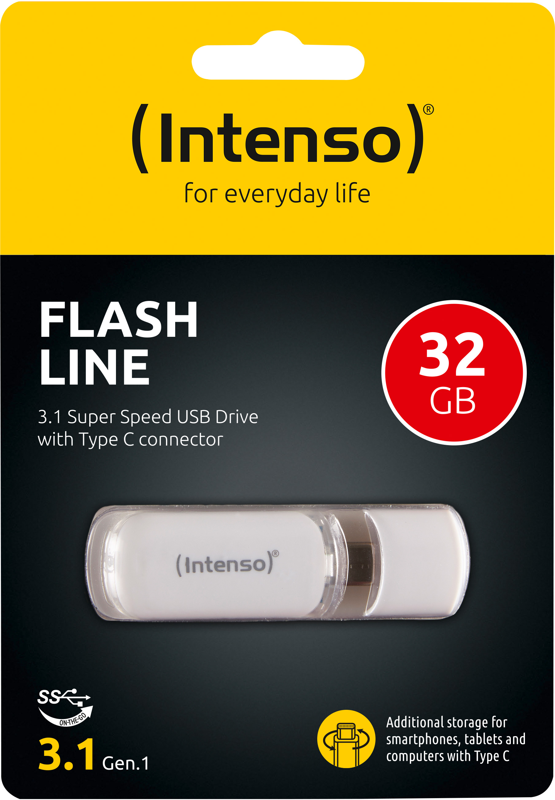 Intenso USB 3.1 OTG Stick 32GB, Flash Line, weiss Typ-C, (R) 70MB/s, Retail-Blister