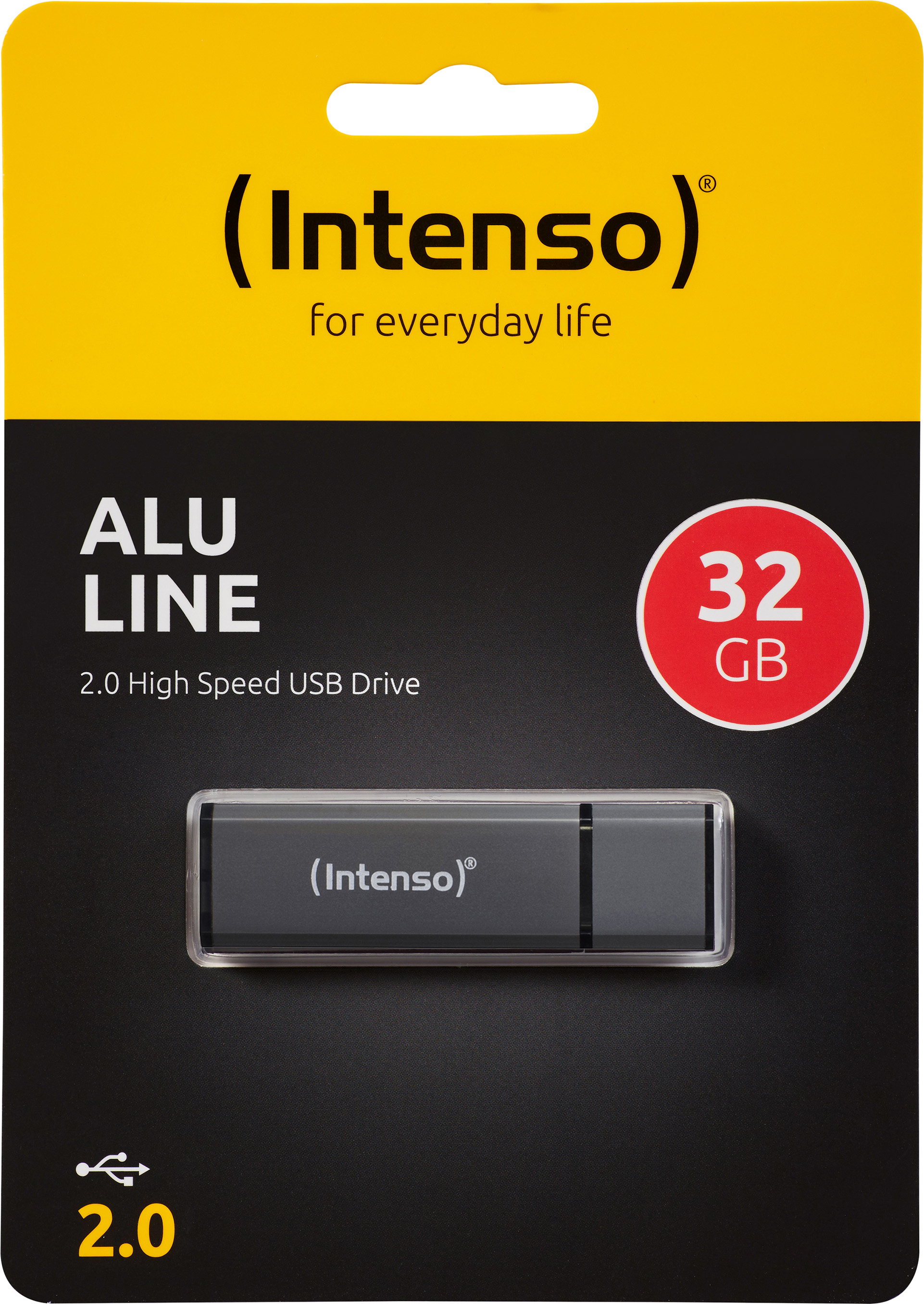Intenso USB 2.0 Stick 32GB, Alu Line, anthrazit (R) 28MB/s, (W) 6.5MB/s, Retail-Blister
