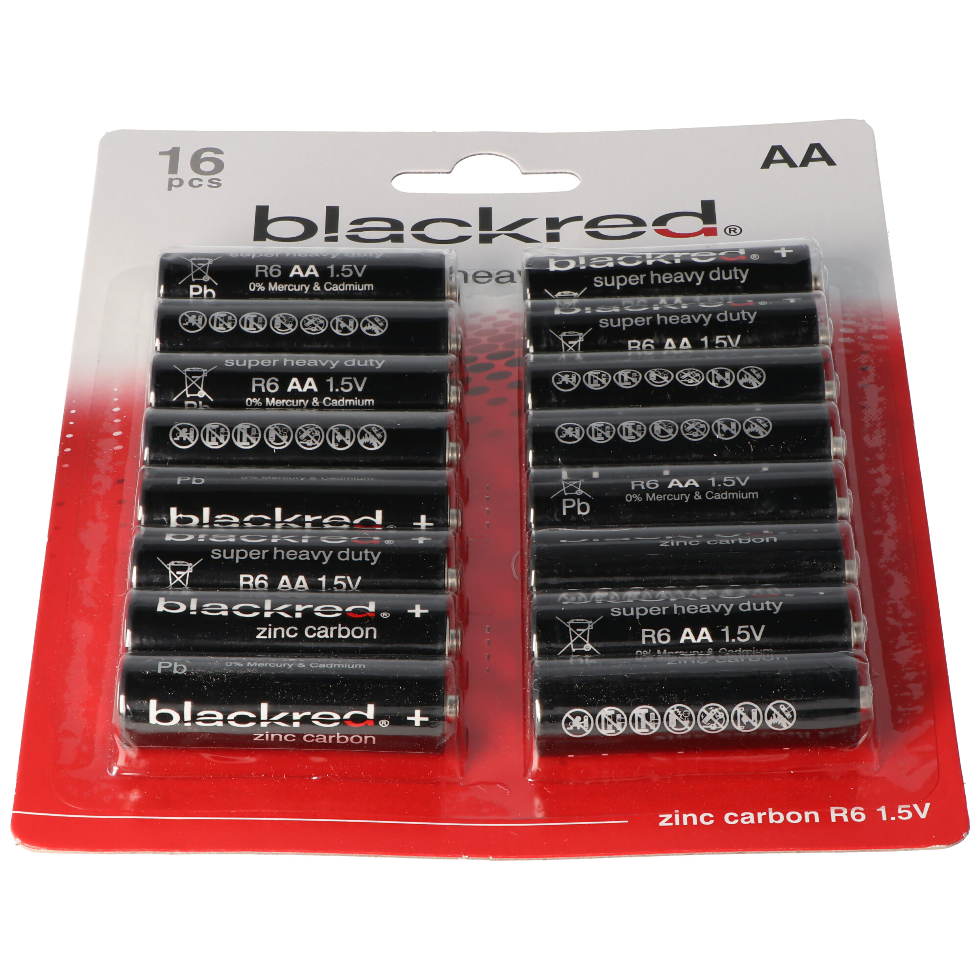 16er Sparpack AA, R6, Mignon 1,5V Super Heavy Duty BP16 Batterien, nicht wiederaufladbar, für nicht hochstromlastige Geräte geeignet