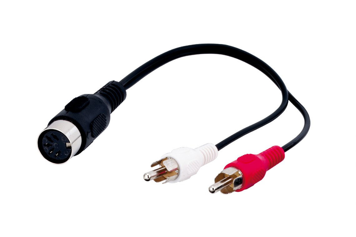 Goobay Audio-Kabeladapter, DIN-Buchse zu Stereo-Cinch-Stecker - DIN-Buchse 180° (5-Pin) > 2x Cinch-Stecker (Audio links/rechts)