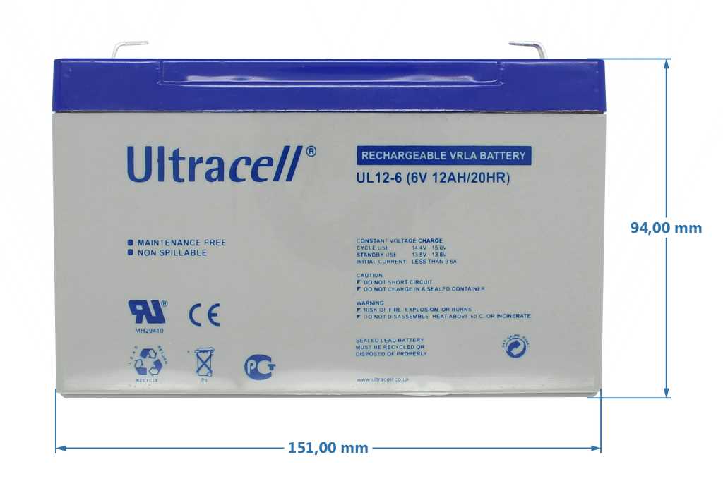 Ultracell UL12-6 6V 12Ah Bleiakku AGM Blei Gel Akku
