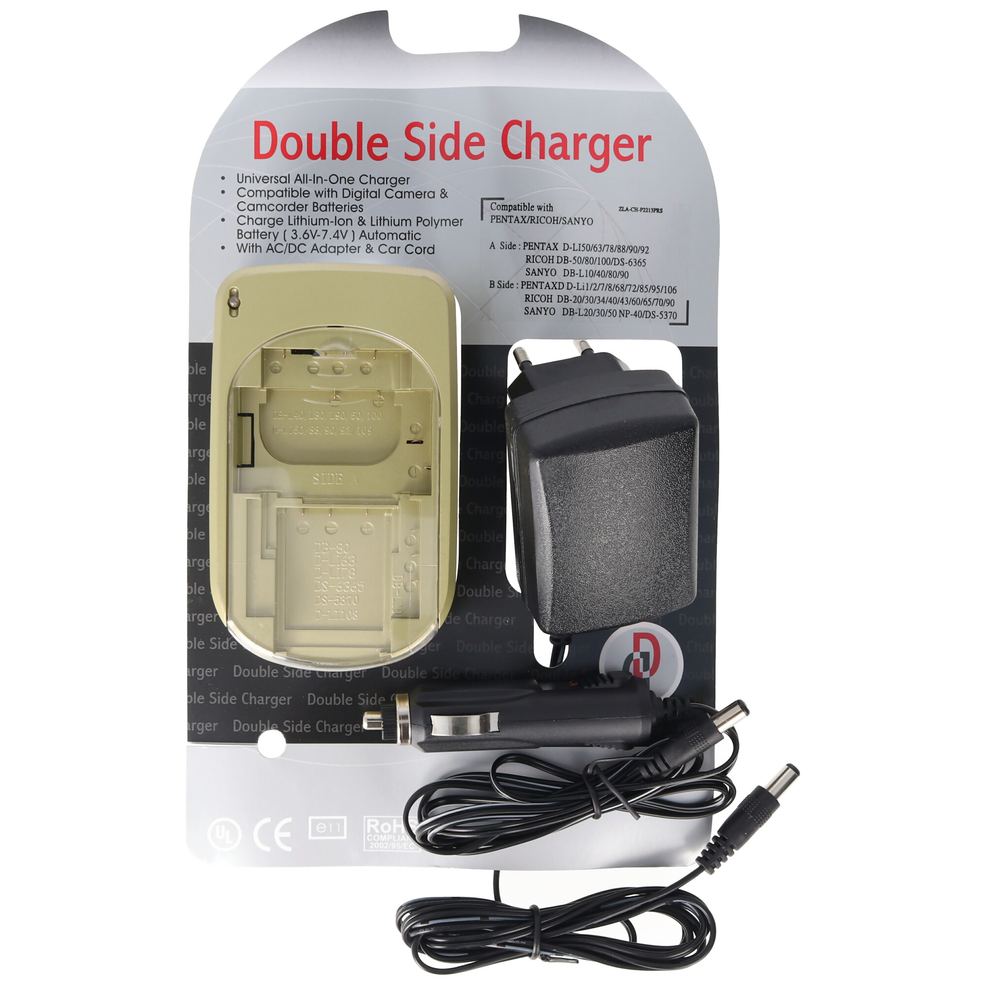 Double-side charger für Digital-Kamera und Camcorder Li-ion Akku, PEN, RIC, Sanyo