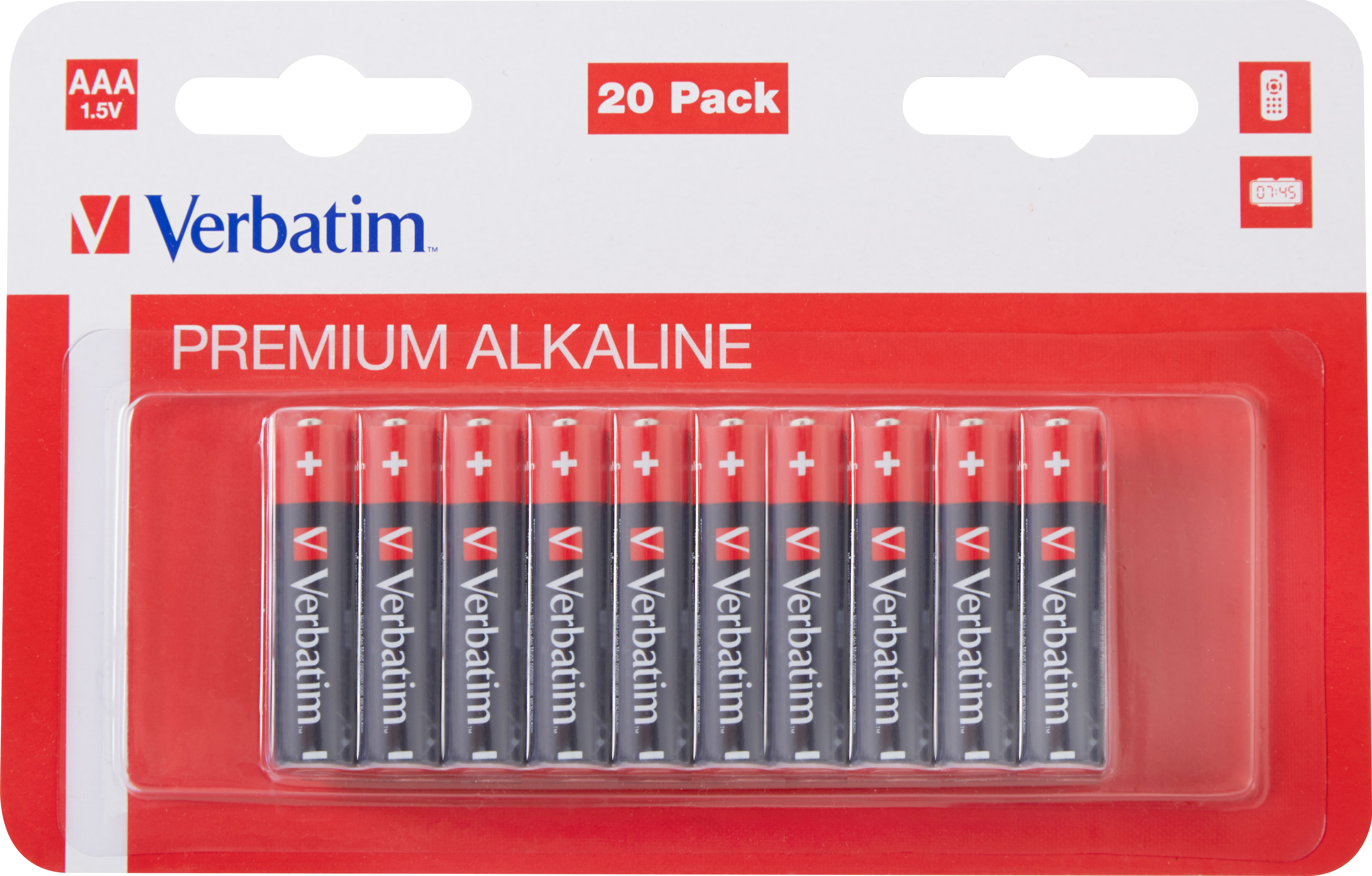 Verbatim Batterie Alkaline, Micro, AAA, LR03, 1.5V Premium, Retail Blister (20-Pack)