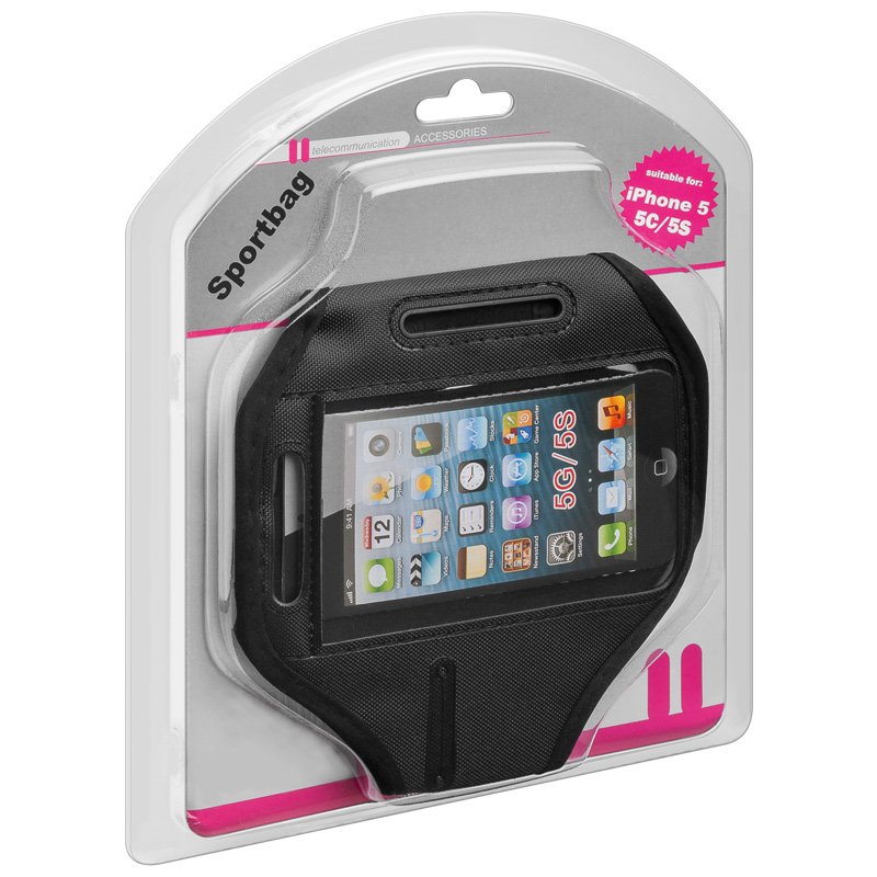 Sportbag passend für Ihr Apple iPhone 5, 5C, 5S mit Klettverschluss-Armband für Jogging und Fitness