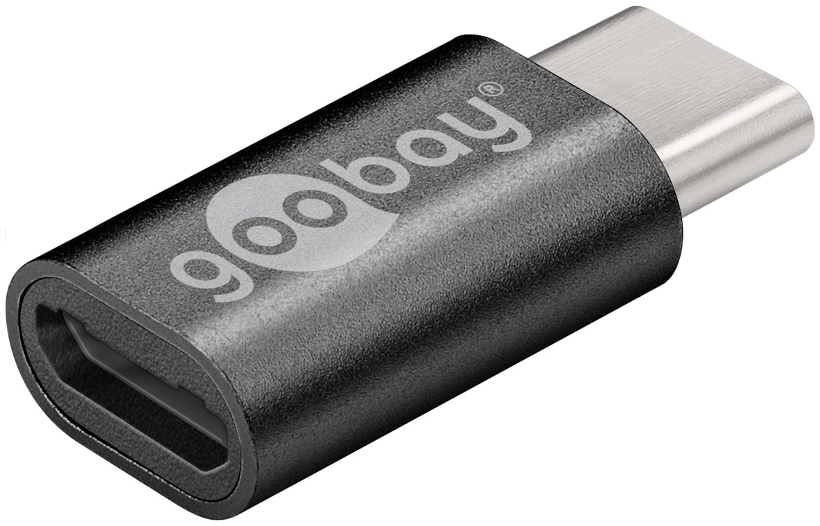 Goobay Adapter USB-C™ auf USB 2.0 Micro-B, grau - USB-C™-Stecker > USB 2.0-Micro-Buchse (Typ B)