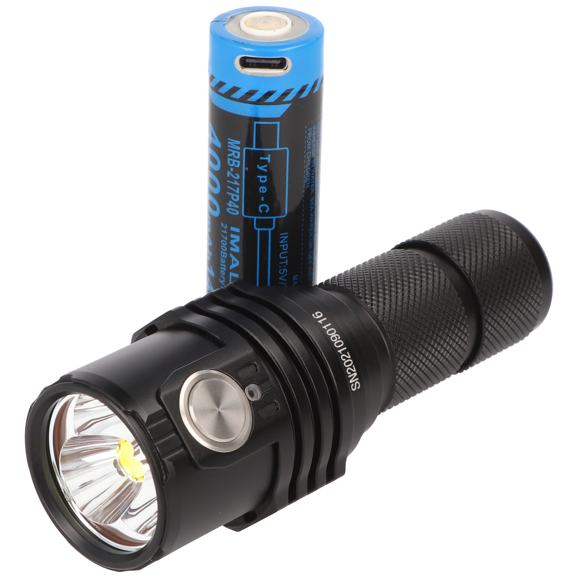 LED-Taschenlampe Imalent MS03 mit max. 13000 Lumen, Leuchtweite bis zu 324 Meter, mit Akku, kaltweiß