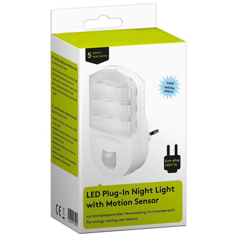 LED Nachtlicht rund mit Infrarot Bewegungsmelder und Dämmerungssensor