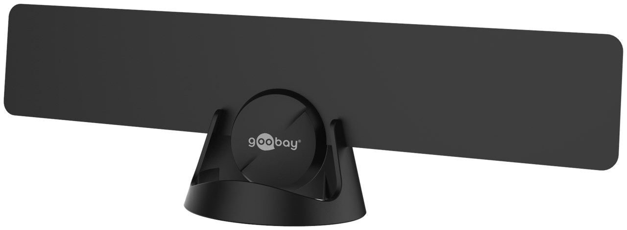 Goobay Ultraflache aktive Full HD DVB-T2 Zimmerantenne, inkl. LTE/4G Filter - mit bis zu 16 dBi Verstärkung bei schwachem Empfangssignal