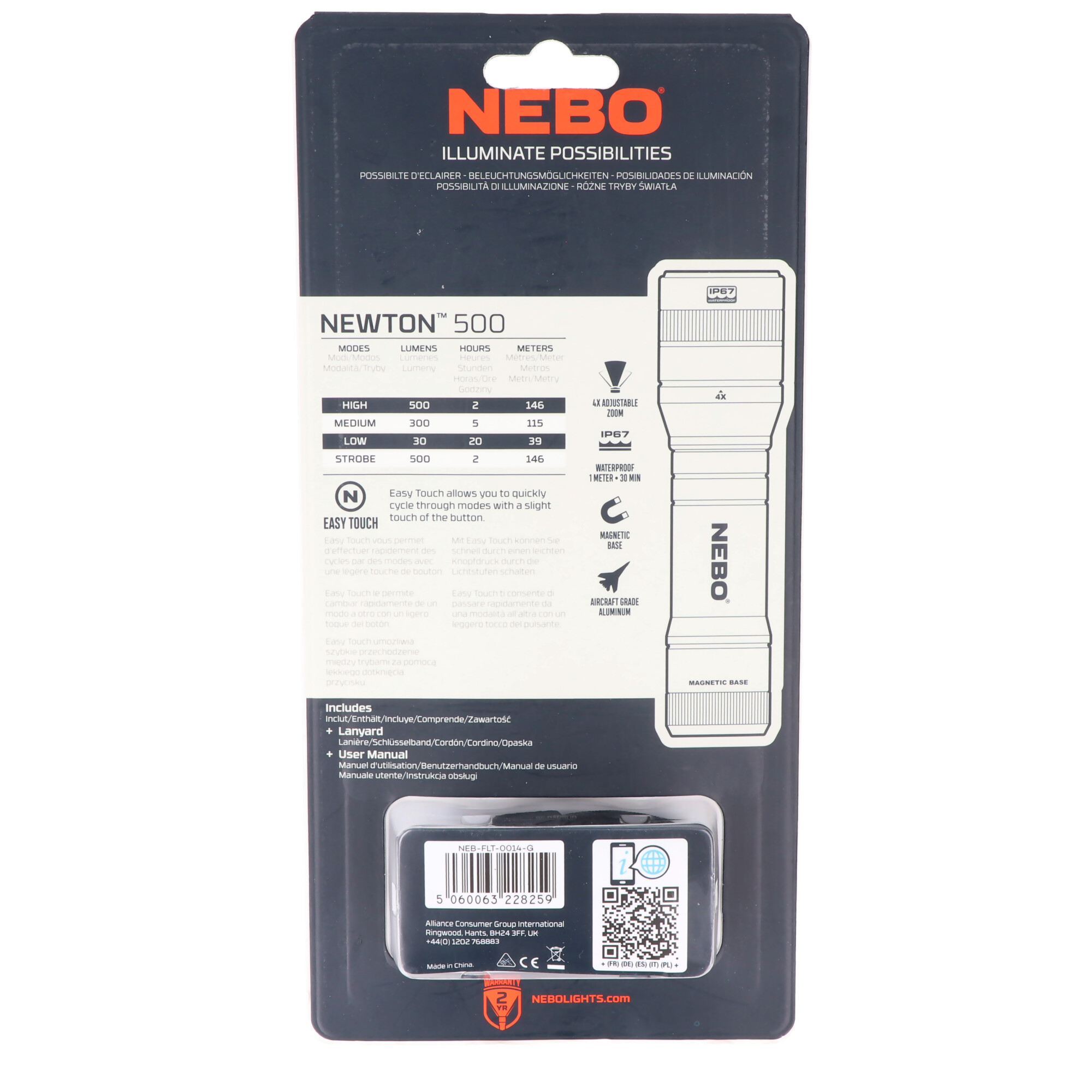 NEBO LED Taschenlampe NEWTON 500 mit bis zu 500lm und 146m Leuchtweite
