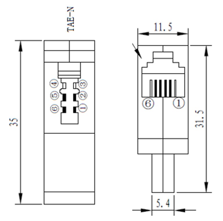 Goobay TAE Telefon Adapter Stecker - TAE-N-Stecker > RJ11/RJ14-Stecker (6P4C)
