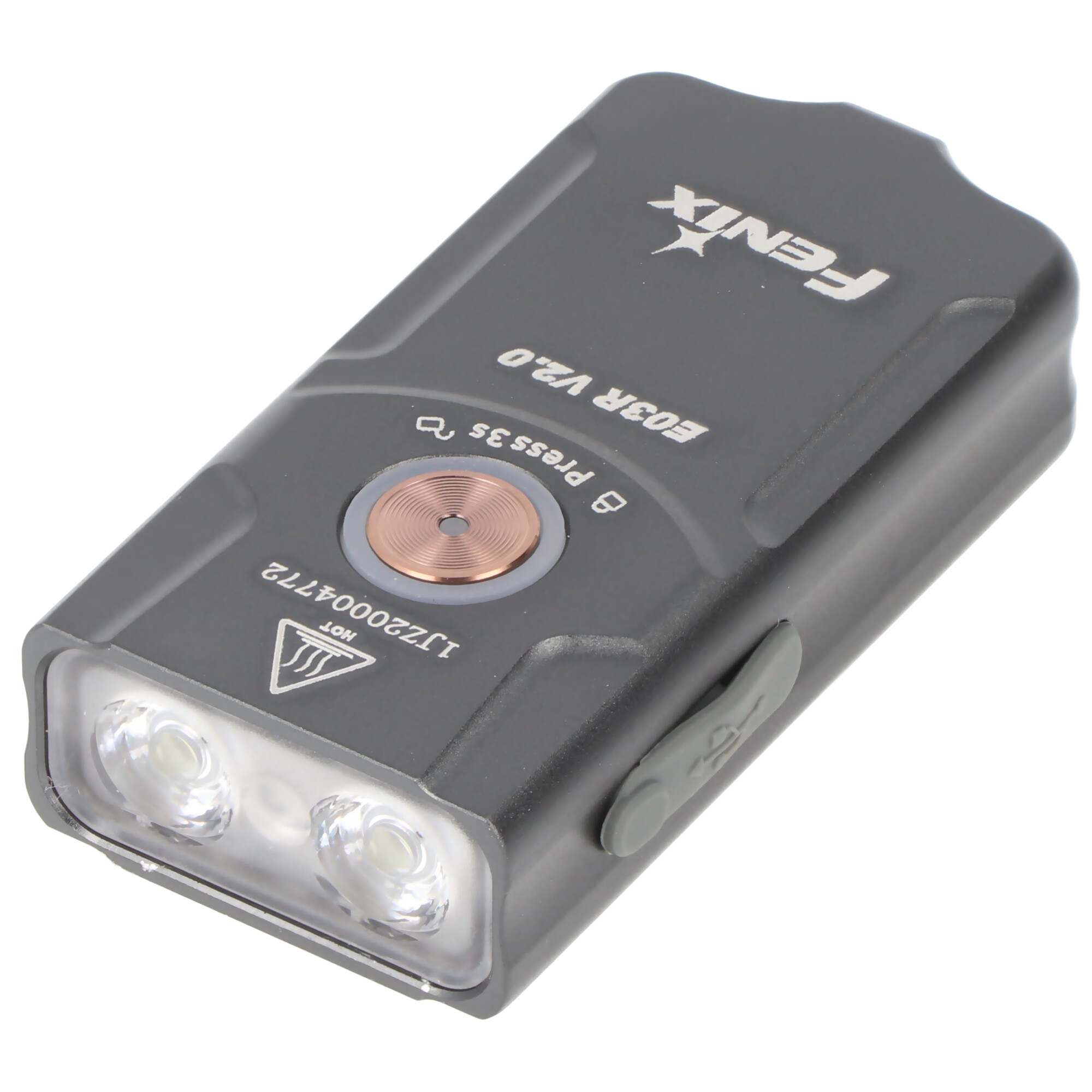 Fenix E03R V2.0 LED Schlüsselbundleuchte, max. 500 Lumen, mit Positionslicht in rot und grün, ultraleicht und kompakt, eingebauter 400mAh Li-Polymer Akku