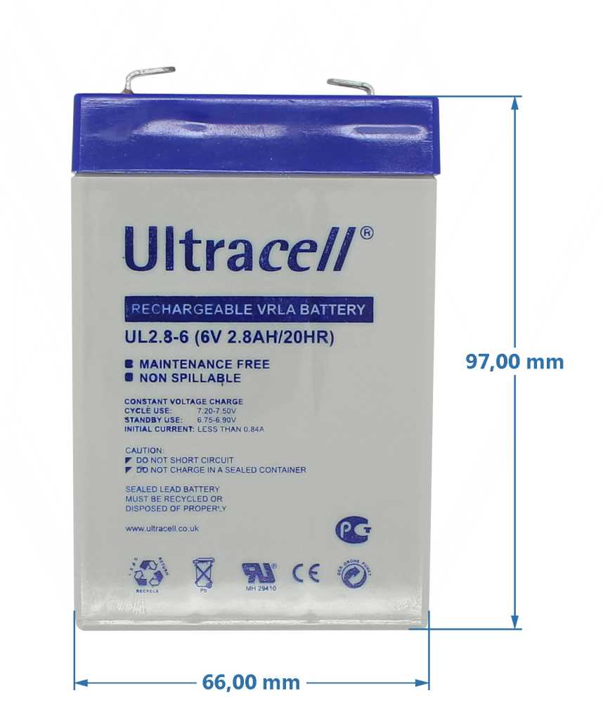 Ultracell UL2.8-6 6V 2,8Ah Bleiakku AGM Blei Gel Akku