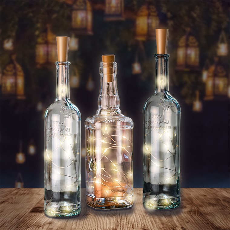 Goobay 10 x 10er LED-Flaschen-Lichterkette - Stimmungsvolle Leuchtdekoration für Glasflaschen