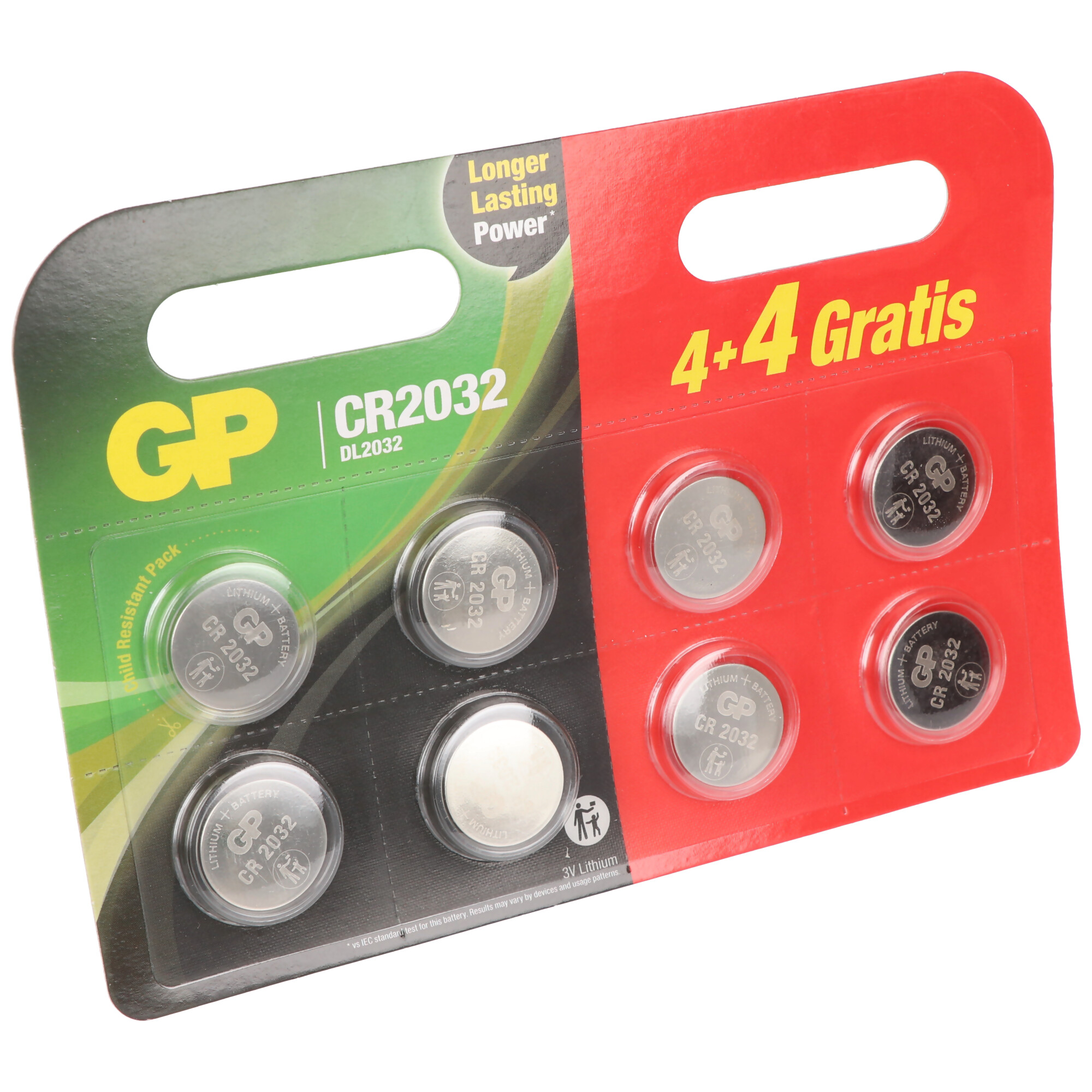 CR2032 GP Lithium Knopfzelle 3V 4 Stück + 4 Stück