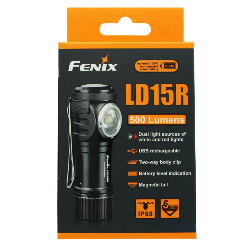 Fenix LD15R LED Taschenlampe mit Cree XP-G3 white LED inklusive CR123A Akku und Ladekabel