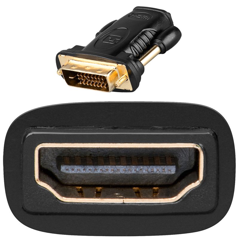 HDMI, DVI-D Adapter 19-polig HDMI-Buchse auf DVI-D 24+1 Stecker