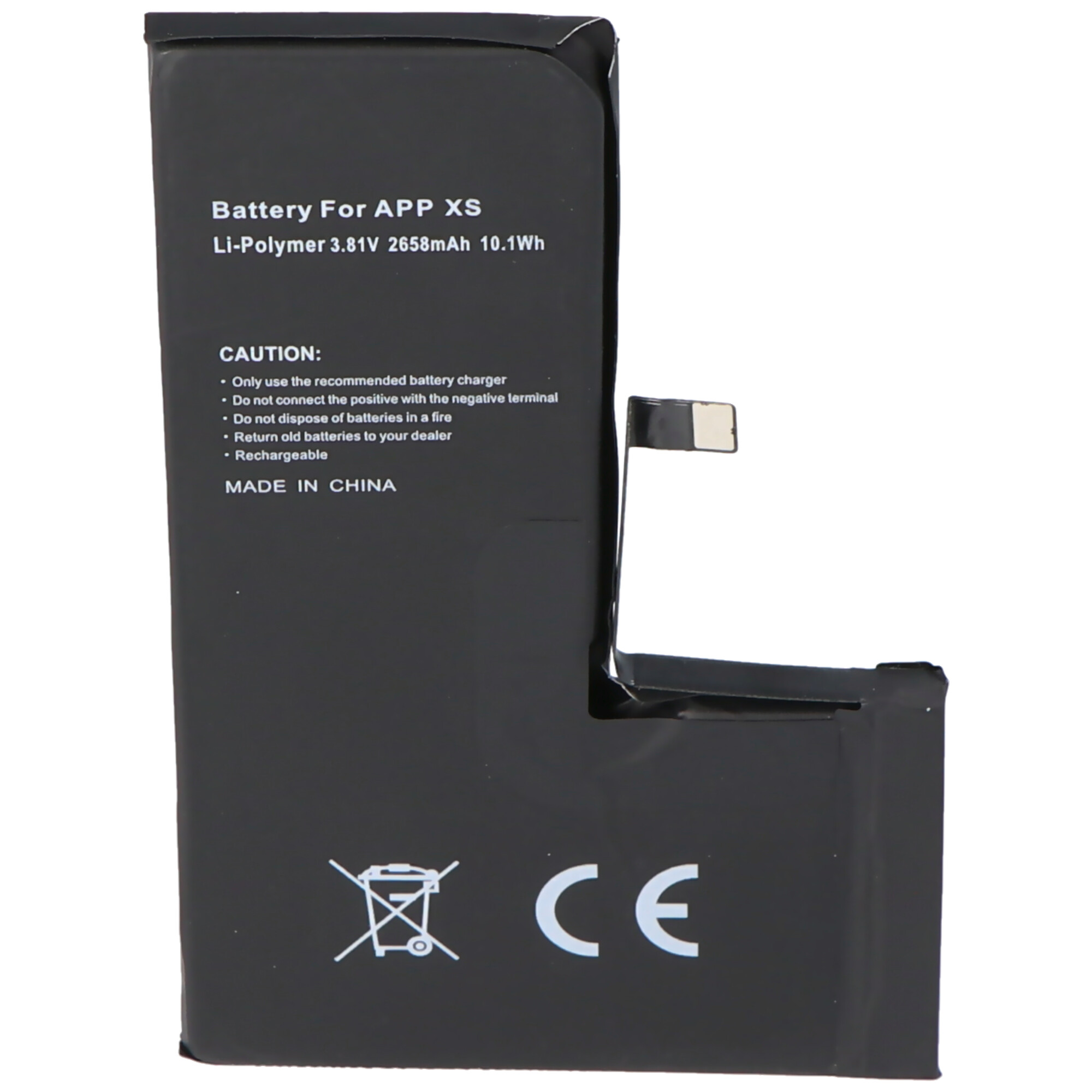 Akku passend für Apple iPhone XS, Li-Polymer, 3,81V, 2658mAh, 10,1Wh, built-in, ohne Werkzeug - without battery health information