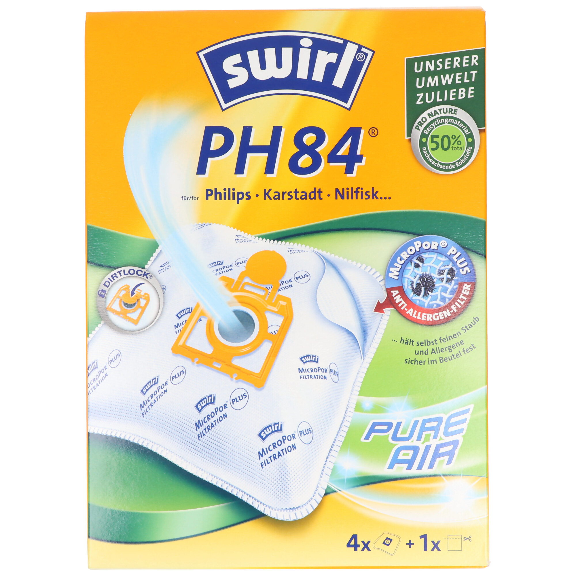 Swirl Staubsaugerbeutel PH84 MicroPor Plus für Philips, Karstadt und Nilfisk Staubsauger