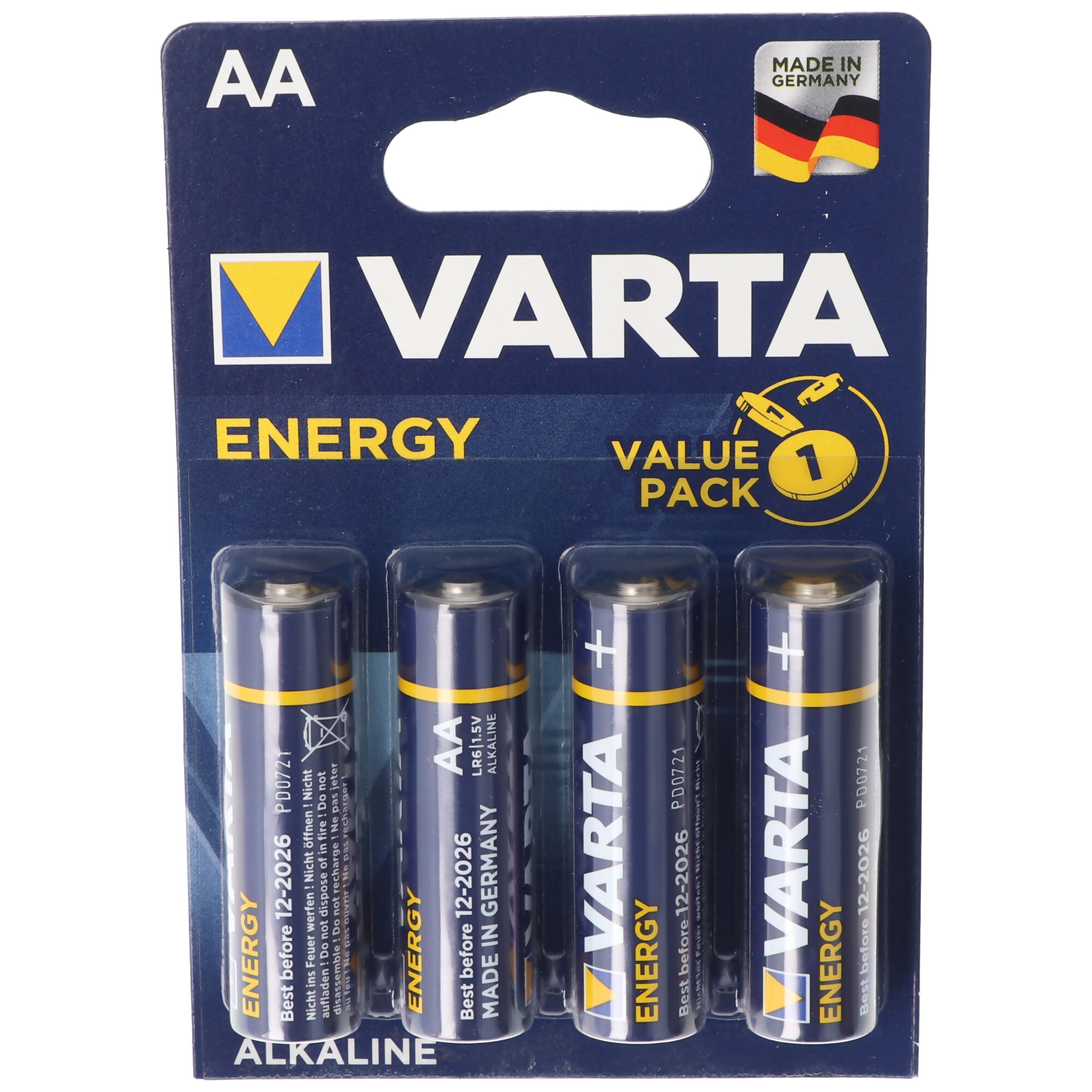 Varta Energy Batterie Alkaline, Mignon, AA, LR06, 1.5V 4er Pack