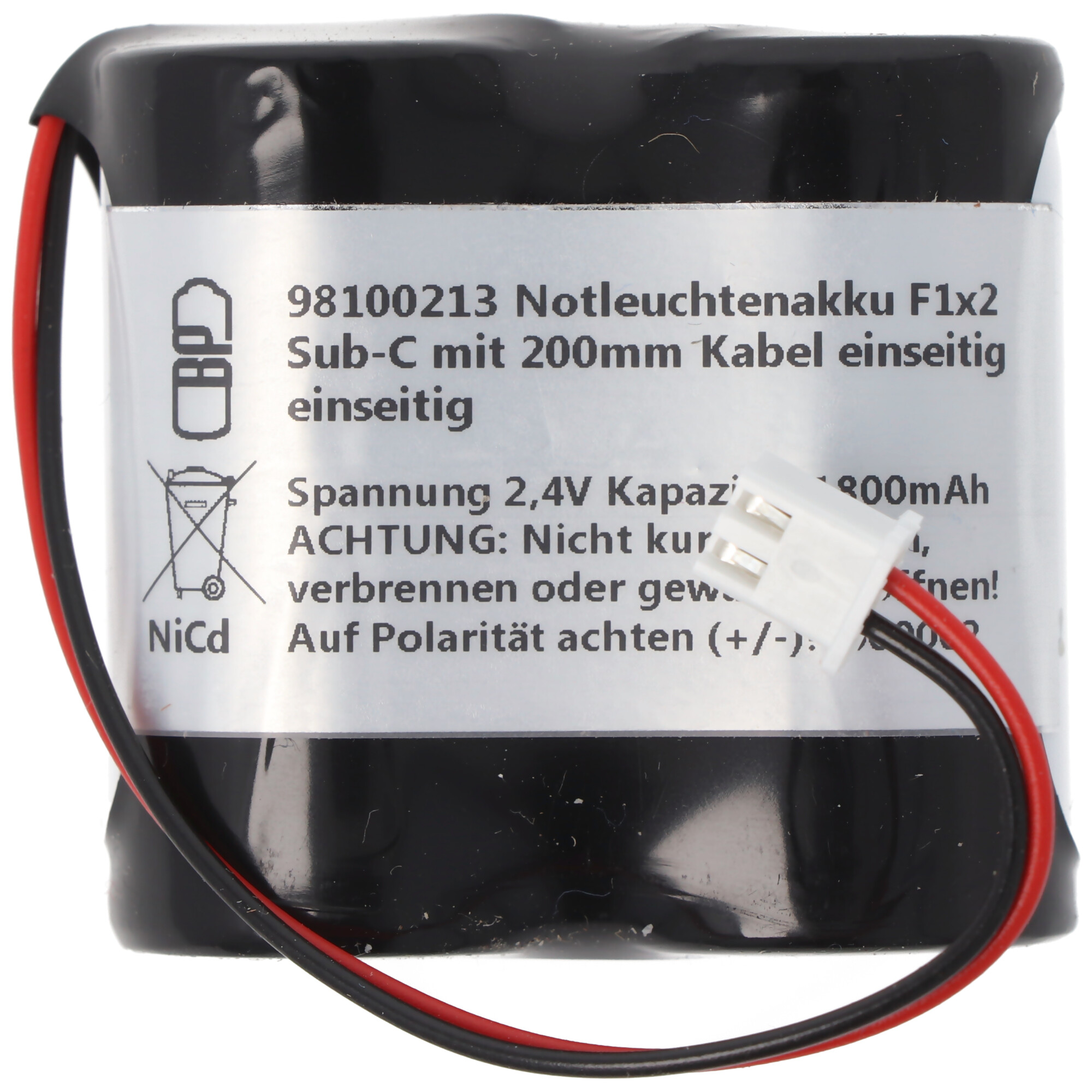 2,4 Volt Akkupack passend für Esylux Typ AS1800/2,4, Akkupack mit Kabel und Stecker