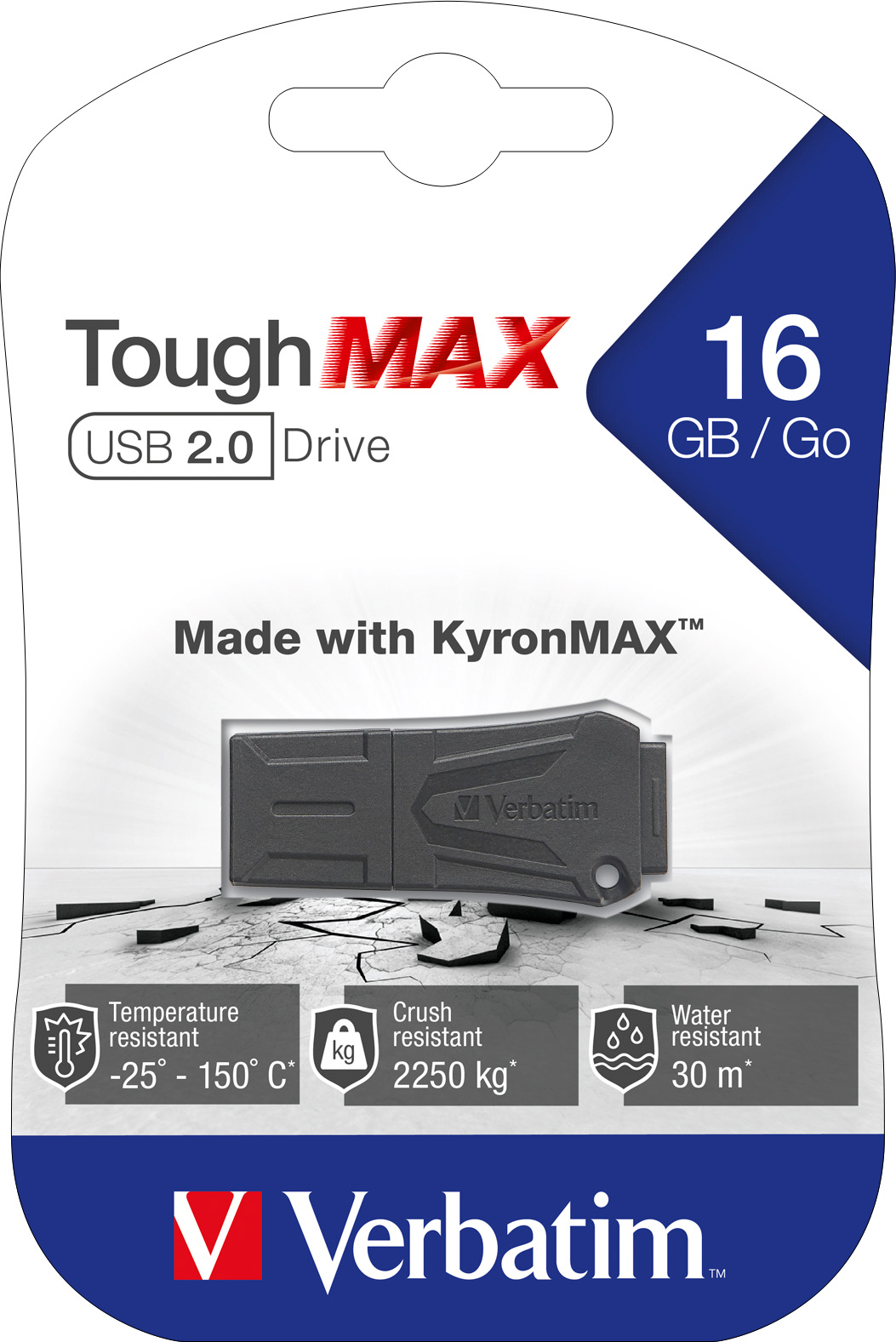 Verbatim USB 2.0 Stick 16GB, ToughMAX, schwarz KyronMAX Thermo Protect, Retail-Blister