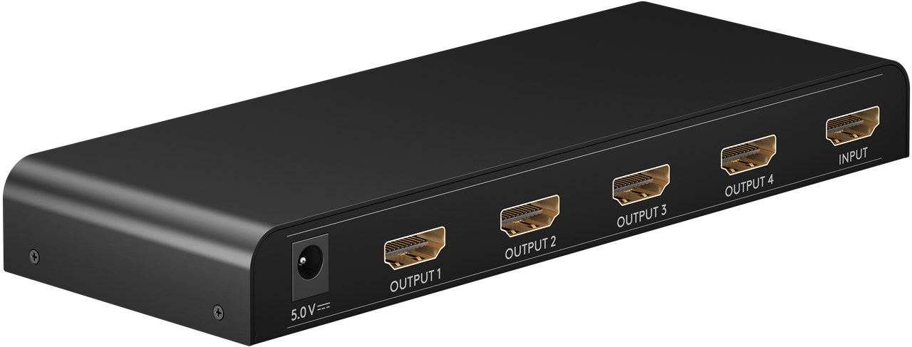 Goobay HDMI™-Splitter 1 auf 4 (4K @ 30 Hz) - teilt 1x HDMI™-Eingangssignal auf 4x HDMI™-Ausgänge auf