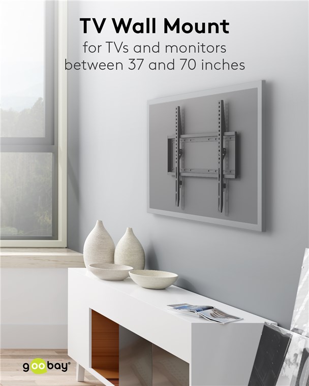 Goobay TV-Wandhalterung Basic FIXED (M) - Halterung für Fernseher von 32 bis 55 Zoll (81-140 cm) bis 35 kg