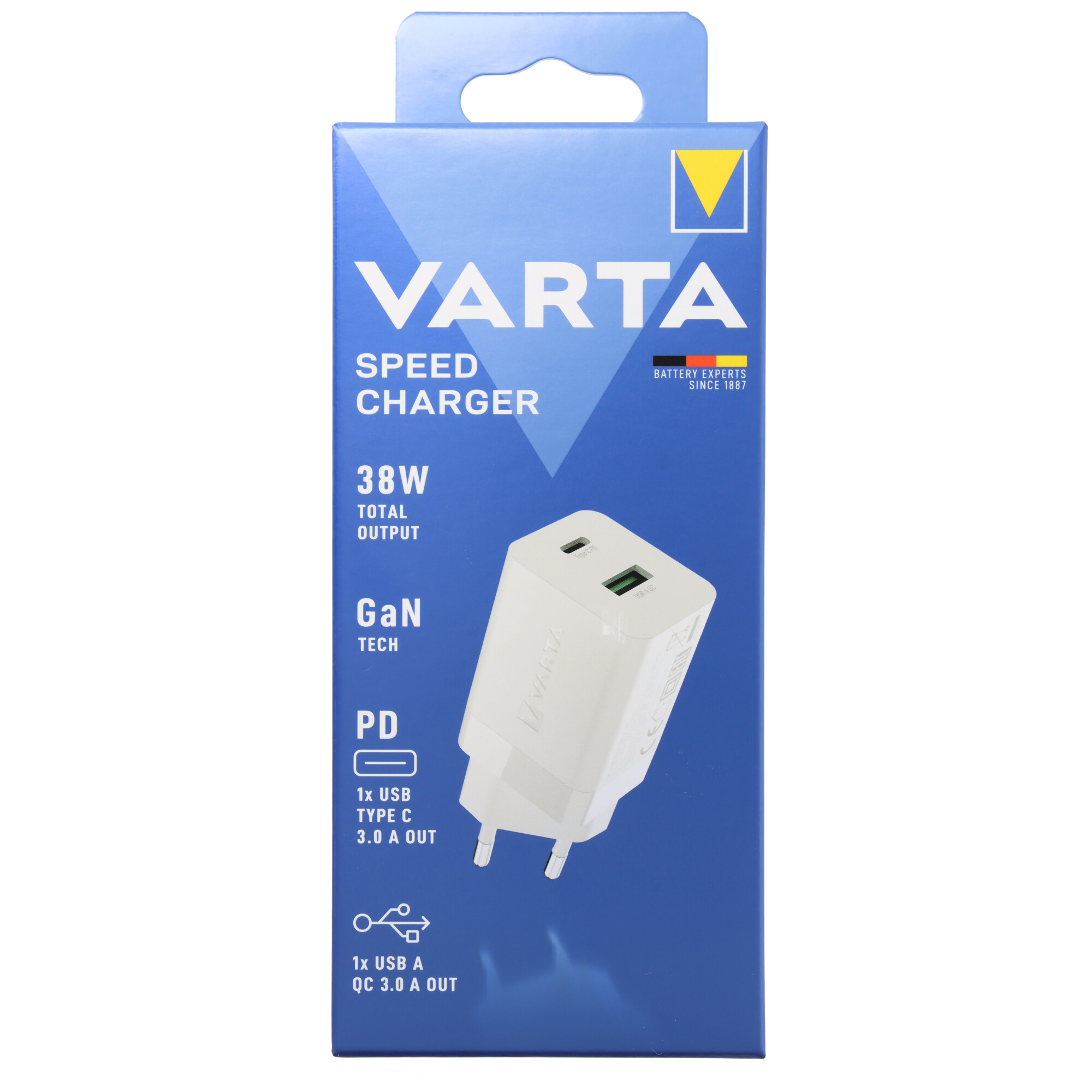 Varta Ladeadapter, Speed Charger, weiss 1x USB Typ-A QC, 1x USB Typ-C PD, Retail Blister