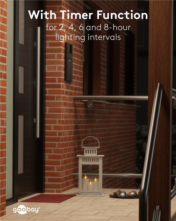 Goobay 3er-Set LED-Kerzen "Outdoor" - LED-Beleuchtung mit Fernbedienung, für den Innen- und Außenbereich (IP44), warmweiß (3000 K), batteriebetrieben