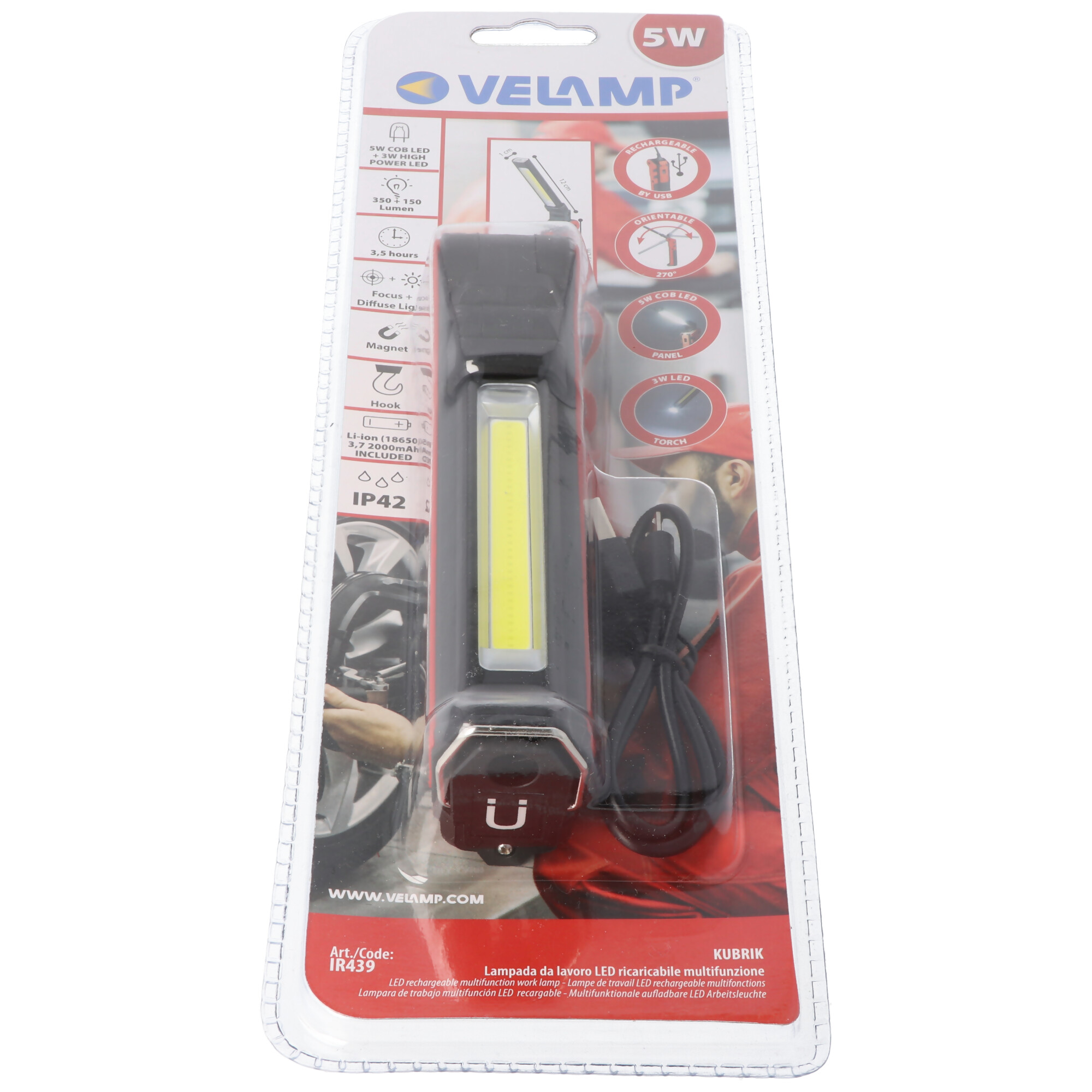 Velamp KUBRIK: Wiederaufladbare Multifunktions-Inspektionslampe + Taschenlampe.
