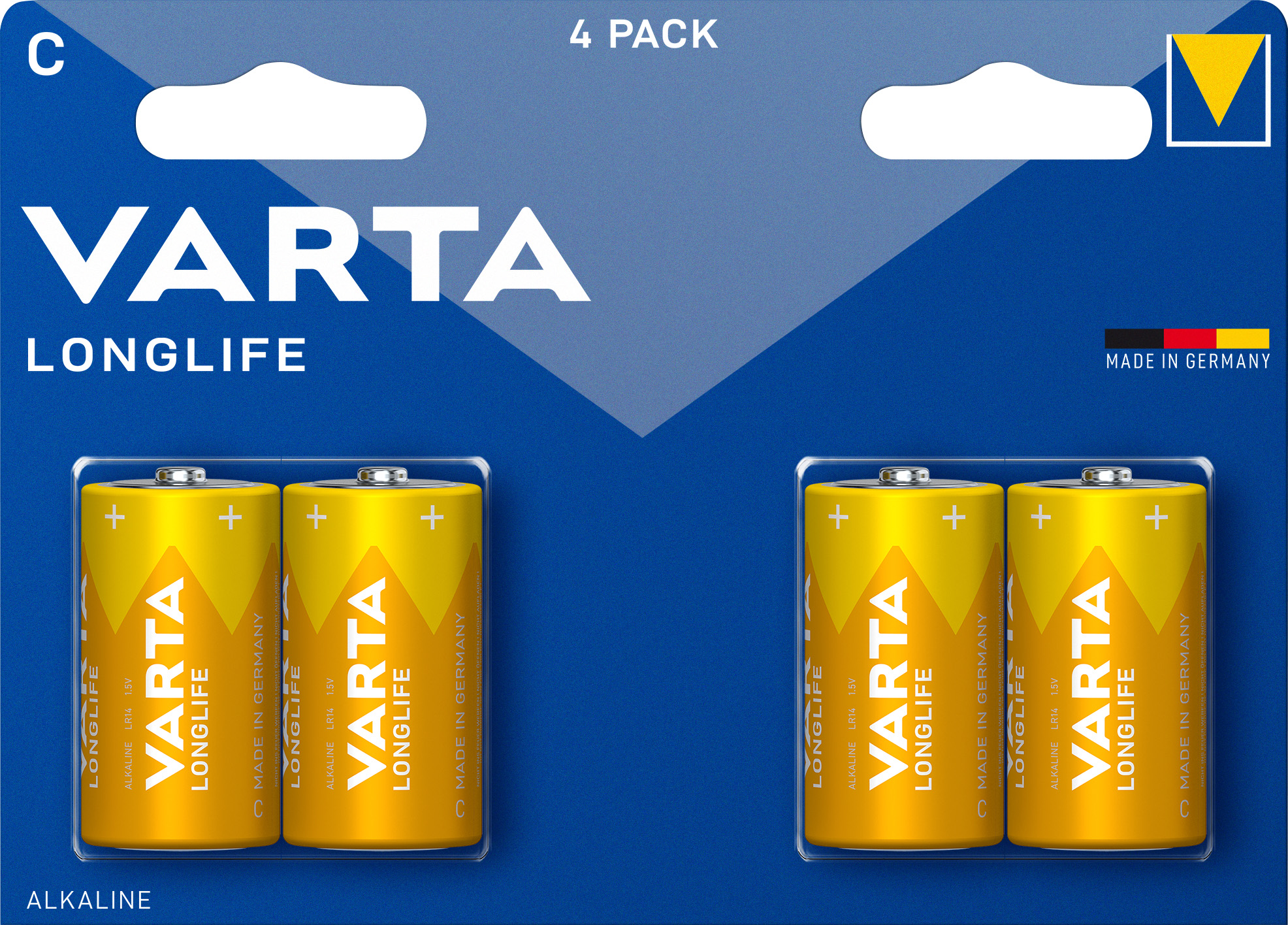 Varta Batterie Alkaline, Baby, C, LR14, 1.5V Longlife, Retail Blister (4-Pack)