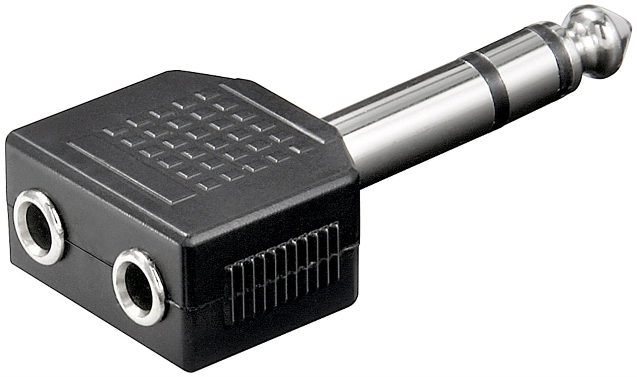 Goobay Kopfhörer-Adapter, AUX-Klinke 6,35 mm zu 2x 3,5 mm - 1x 6,35-mm-Klinkenstecker (3-polig, stereo) > 2x 3,5-mm-Klinkenkupplung (3-polig, stereo)