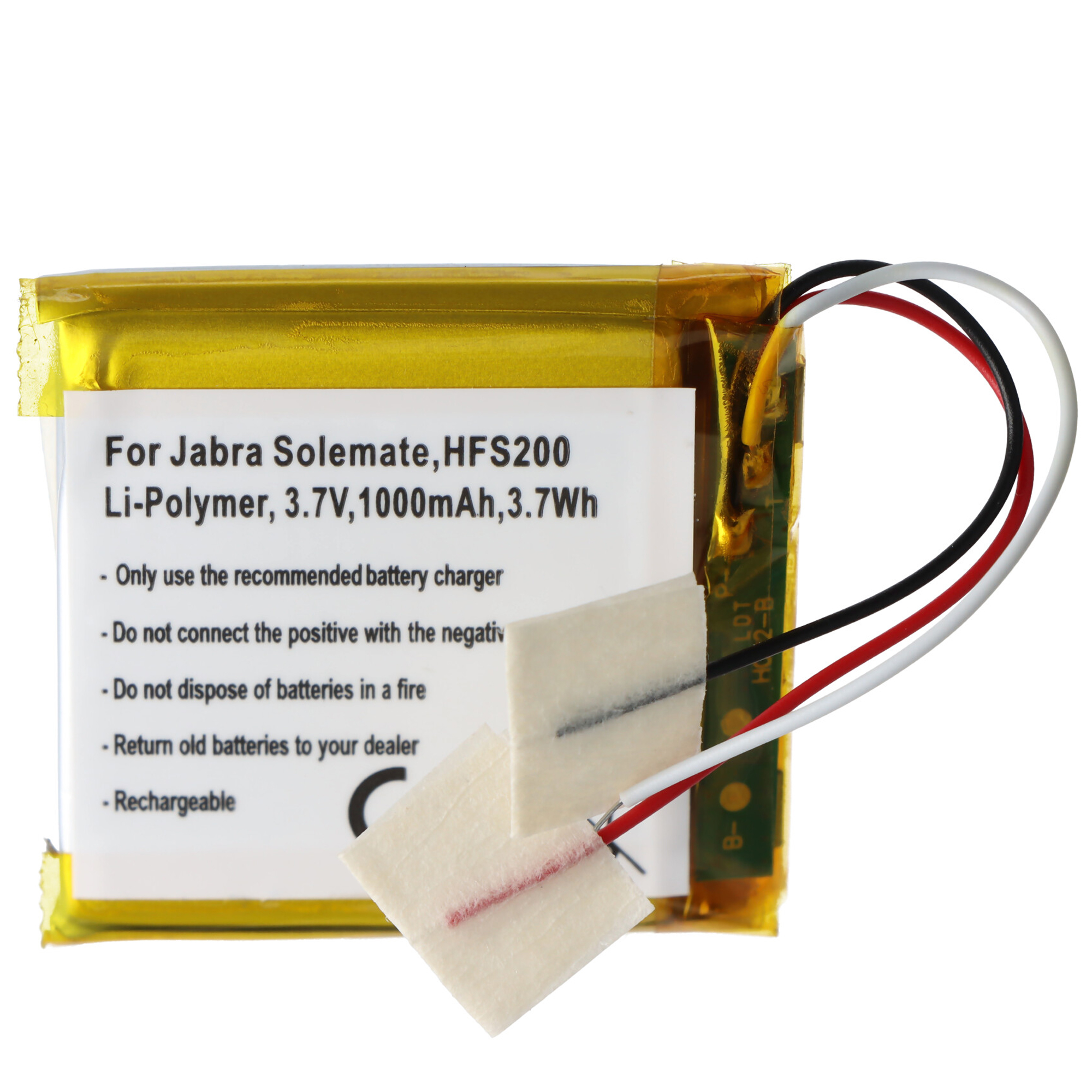 Akku passend für Jabra Solemate, HFS200, Li-Polymer, 3,7V, 1000mAh, 3,7Wh