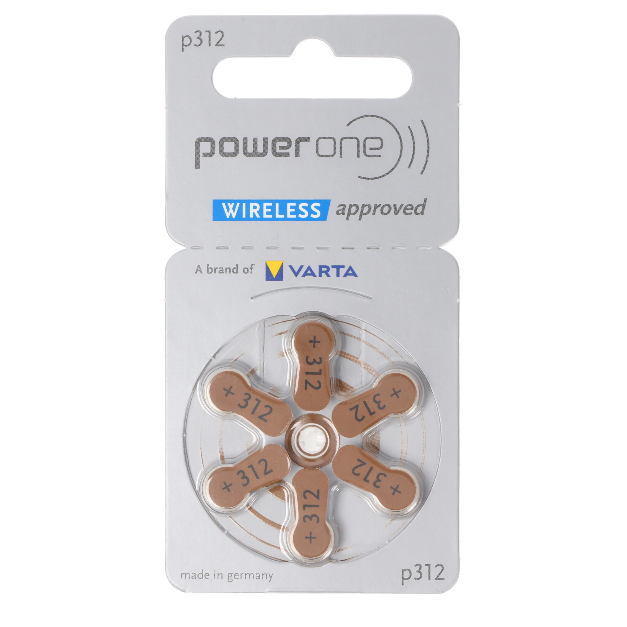 Power one Batterie Zinc Air, 312, 1.4V Retail Blister (6-Pack)