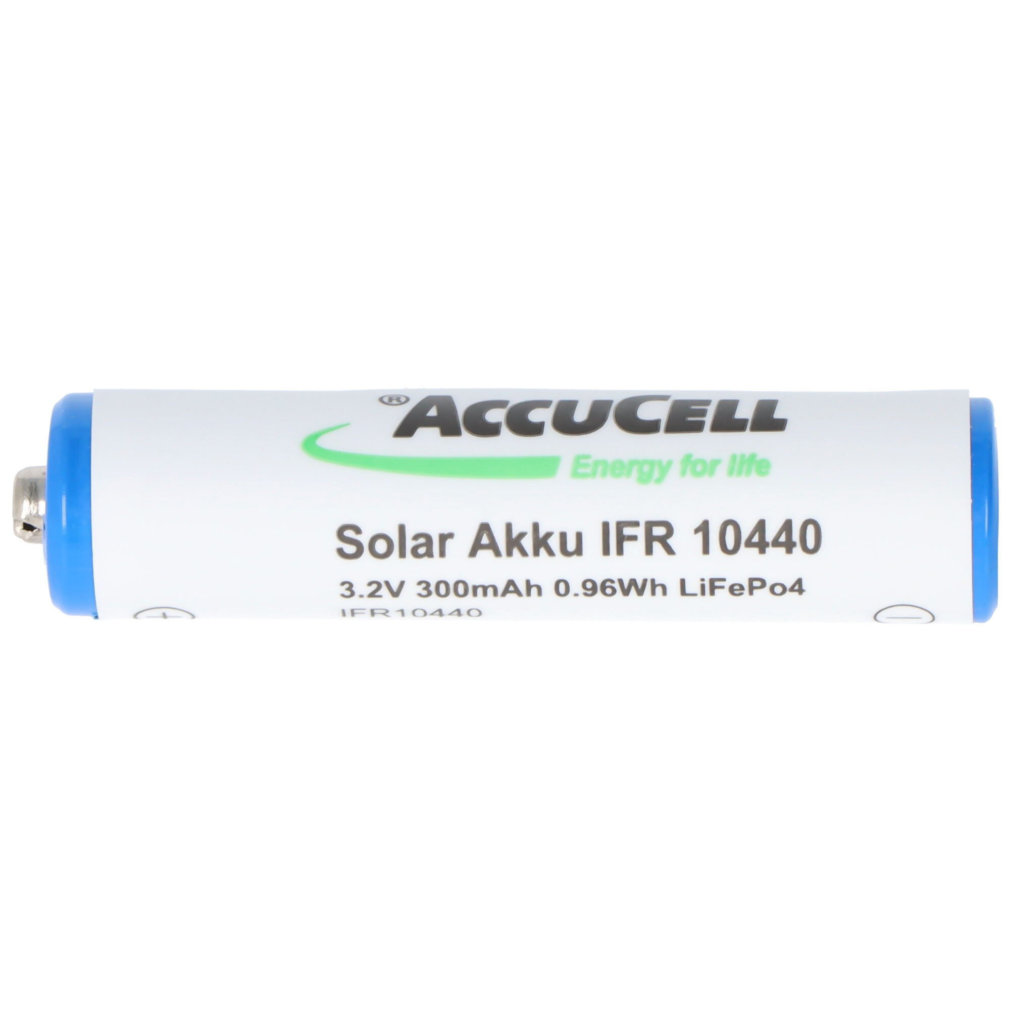 3,2 Volt Solar Akku Lithium IFR 10440 200mAh LiFePo4 Akku, 3,2 Volt Akku AAA Solar mit Kopf ungeschützt 44,1 x 10,1mm