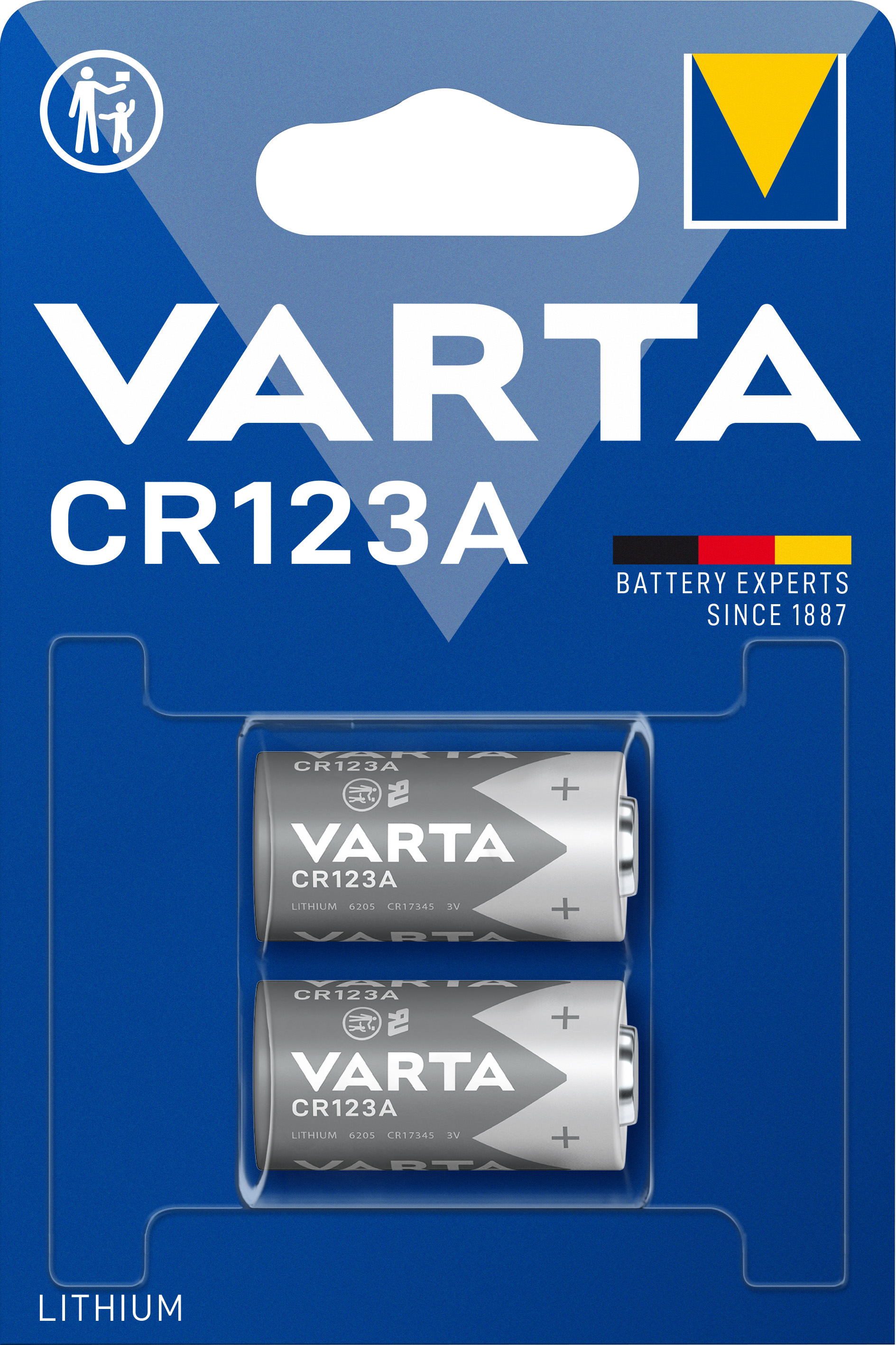 Varta Batterie Lithium, CR123A, 3V Photo, Retail Blister (2-Pack)