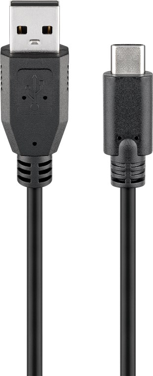 USB 2.0 Kabel USB-C auf USB A, schwarz geeignet für Geräte mit USB-C Anschluss
