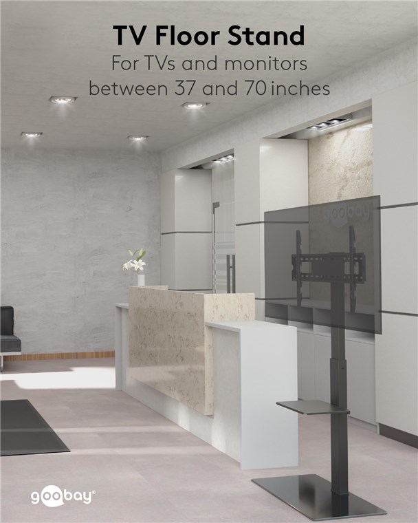 Goobay TV-Bodenständer Basic (Größe L) - Halterung für Fernseher und Monitore zwischen 37 und 70 Zoll (94-178 cm) bis 40 kg, schwenkbar
