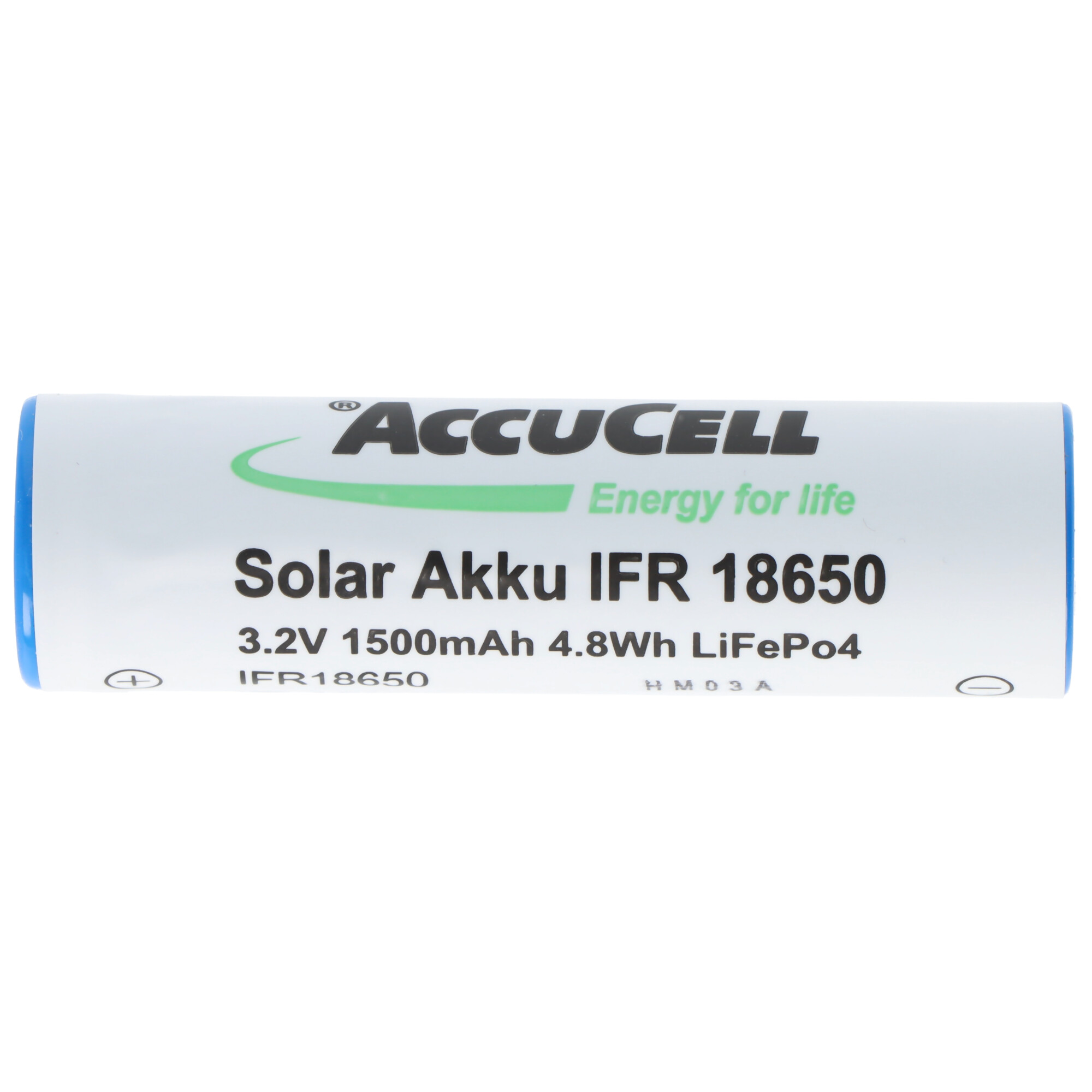 3,2 Volt Solar Akku Lithium 18650 IFR LiFePo4 Akku Flat Top ohne Kopf ungeschützt 64,5x18mm, 1100mAh - 1400mAh