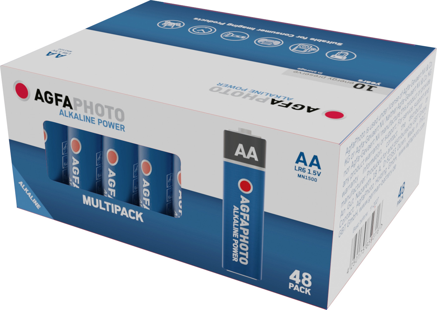 Agfaphoto Batterie Alkaline, Mignon, AA, LR06, 1.5V Power, Retail Box (48-Pack)