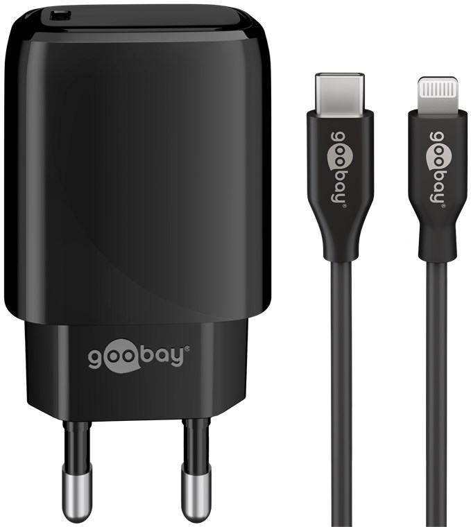 Goobay Lightning/USB-C™ PD-Ladeset (20 W) - USB-C™ Netzteil 20 W inklusive USB-C™ auf Lightning  Kabel für z.B. iPhone 12