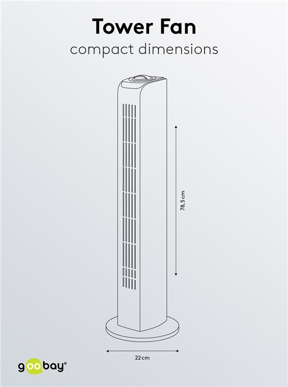 Goobay Turmventilator - oszillierender, leiser Säulenventilator mit Stromkabel