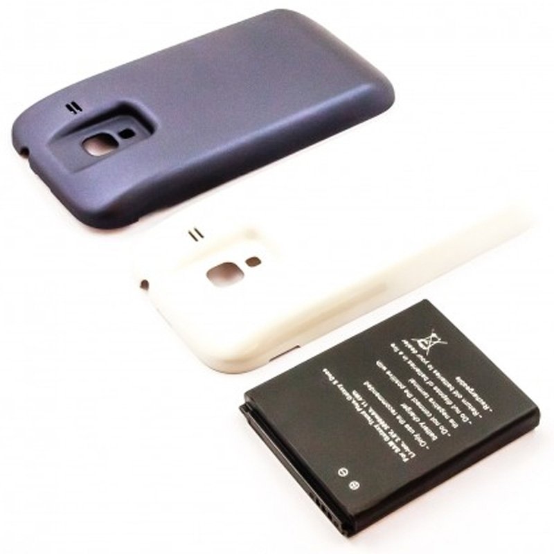 Akku nur passend für den Samsung Galaxy ACE 2, Samsung GT-I8160 Akku 3000mah mit Zusatzdeckel in weiß und dunkelblau