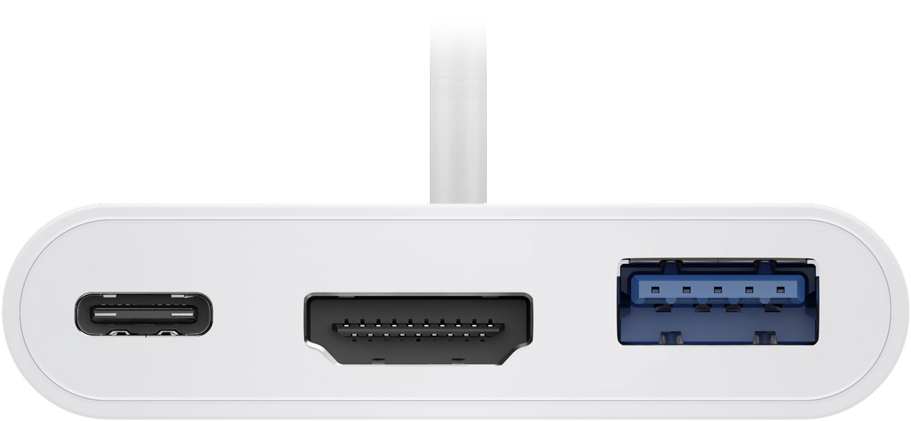 Goobay USB-C™ Multiport-Adapter HDMI™ (4K30Hz)+C, 3A 60W, weiß - Erweitert ein USB-C™ Gerät um einen HDMI™- und einen USB A 3.0-Anschluss