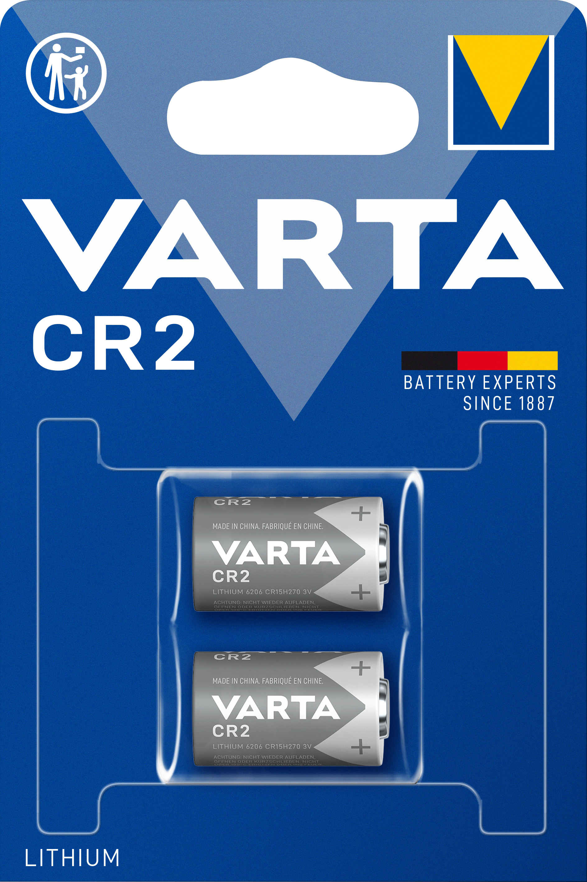 Varta Batterie Lithium, CR2, 3V Photo, Retail Blister (2-Pack)