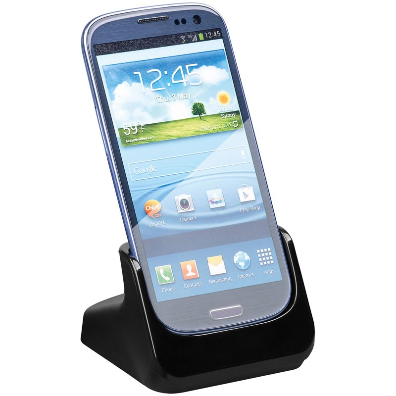 USB Dockingstation schwarz passend für Samsung Galaxy S3 Handy