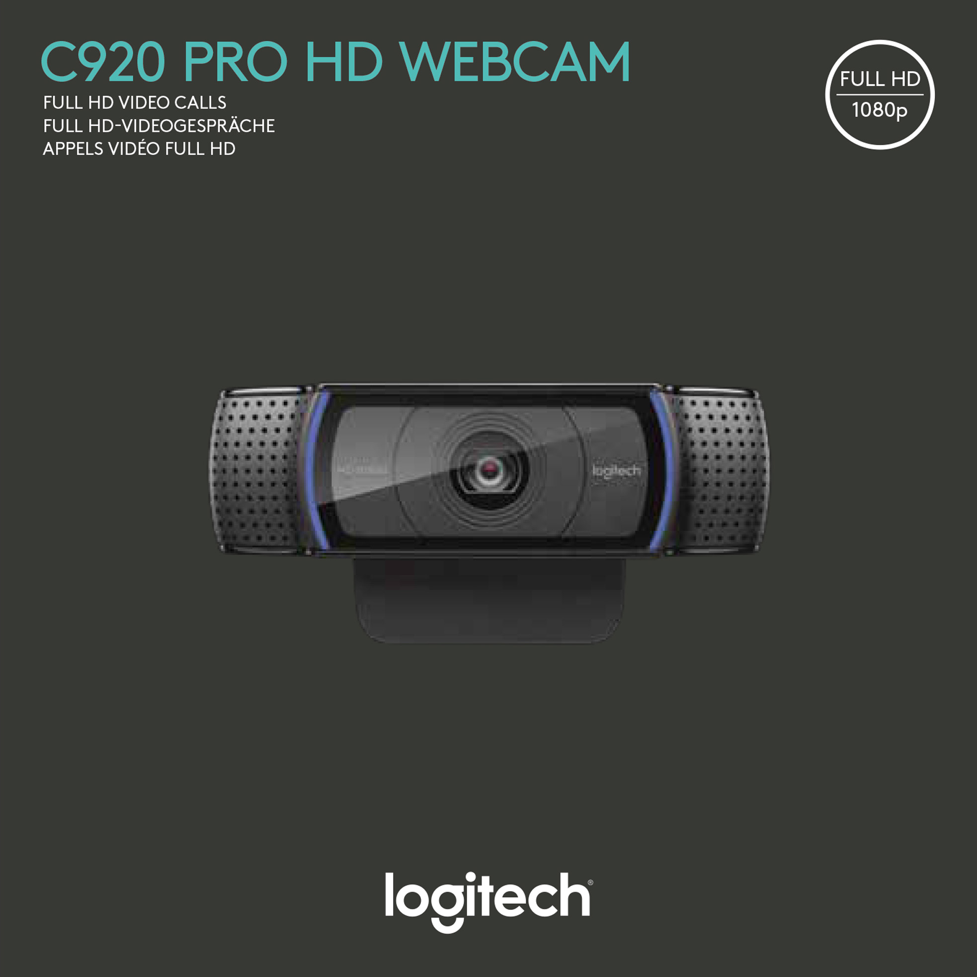 Logitech Webcam C920, Full HD 1080p, schwarz 1920x1080, 30 FPS, USB, Retail